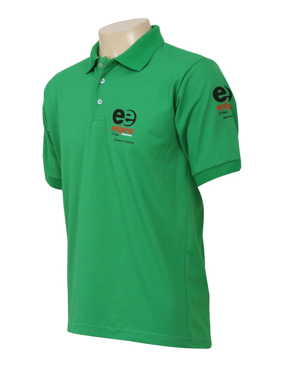 CB 306 - Camisa Polo Promocional Personalizada, Confeccionada em Malha Piquet PA, Mangas com Punhos, Serigrafia Peito e Mangas.